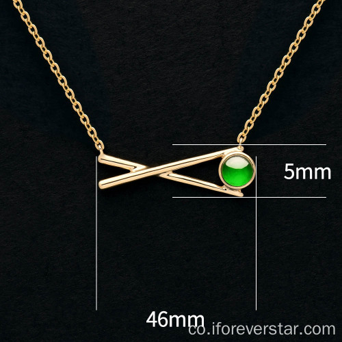 18k Gold Pure Colore Green Color ghiaccia pendente